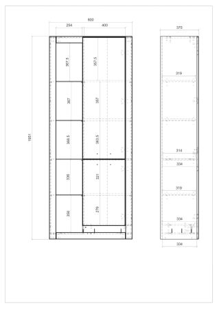 Vitrine Rivian in wei� matt und Evoke Eiche Vitrinenschrank 80 x 195 cm