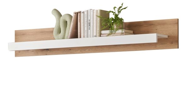 Wandboard Rivian in wei� matt und Evoke Eiche Wandregal 150 cm