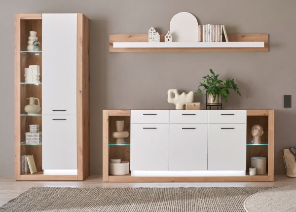 Sideboard Rivian in wei� matt und Evoke Eiche Kommode 198 x 83 cm