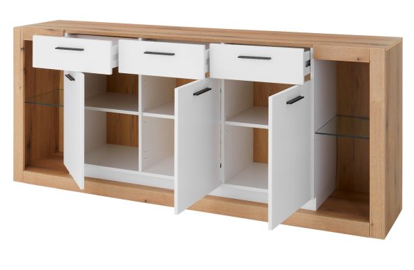 Sideboard Rivian in wei� matt und Evoke Eiche Kommode 198 x 83 cm