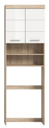 Waschmaschinenschrank Mambo in wei� Hochglanz und Sonoma Eiche Waschmaschinen �berbau 63 x 191 cm