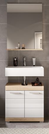 Badm�bel Set 2-teilig Mambo in wei� Hochglanz und Sonoma Eiche Badkombination 60 x 191 cm