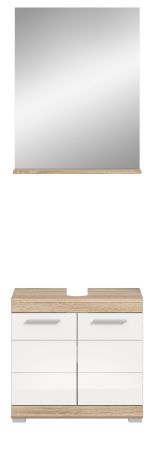 Badm�bel Set 2-teilig Mambo in wei� Hochglanz und Sonoma Eiche Badkombination 60 x 191 cm