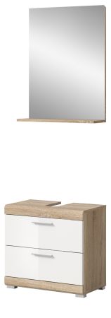Badm�bel Set 2-teilig Mambo in wei� Hochglanz und Sonoma Eiche Badkombination 60 x 191 cm