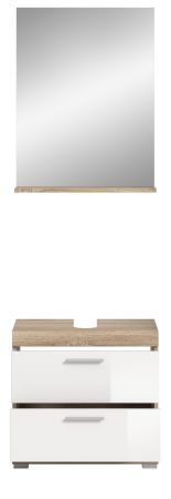 Badm�bel Set 2-teilig Mambo in wei� Hochglanz und Sonoma Eiche Badkombination 60 x 191 cm