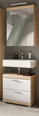 Badm�bel Set 2-teilig Mambo in wei� Hochglanz und Sonoma Eiche Badkombination 60 x 191 cm