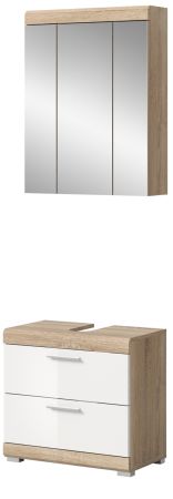Badm�bel Set 2-teilig Mambo in wei� Hochglanz und Sonoma Eiche Badkombination 60 x 191 cm