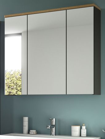 Badezimmer Spiegelschrank Cooper in Artisan Eiche und grau Badschrank 3-t�rig 80 cm, Soft-Close