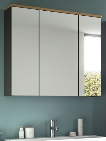 Badezimmer Spiegelschrank Cooper in Artisan Eiche und grau Badschrank 3-t�rig 80 cm, Soft-Close