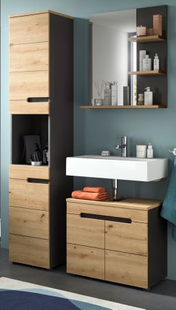 Badm�bel Set 3-teilig Cooper in Artisan Eiche und grau Badkombination 116 x 193 cm, Soft-Close