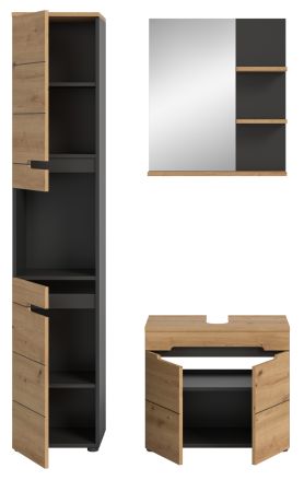 Badm�bel Set 3-teilig Cooper in Artisan Eiche und grau Badkombination 116 x 193 cm, Soft-Close
