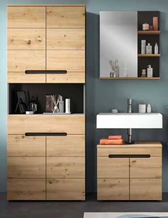 Badm�bel Set 3-teilig Cooper in Artisan Eiche und grau Badkombination 154 x 193 cm, Soft-Close