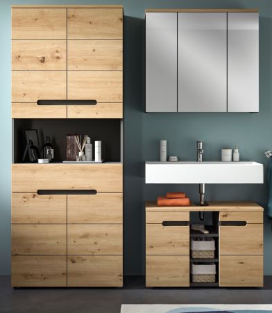 Badm�bel Set 3-teilig Cooper in Artisan Eiche und grau Badkombination 171 x 193 cm, Soft-Close