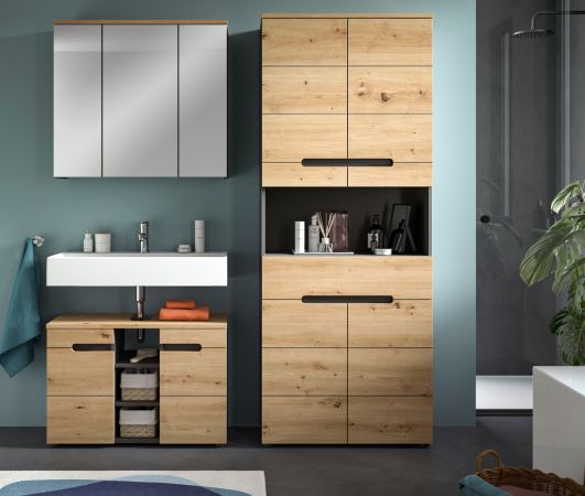 Badm�bel Set 3-teilig Cooper in Artisan Eiche und grau Badkombination 171 x 193 cm, Soft-Close
