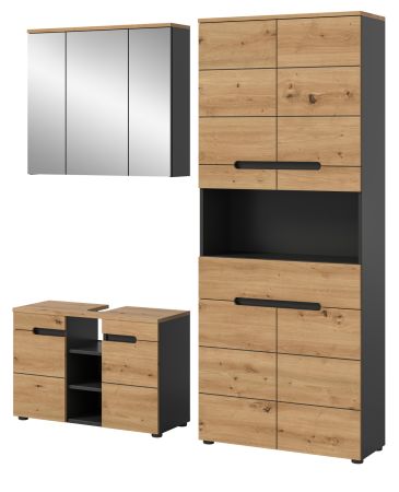 Badm�bel Set 3-teilig Cooper in Artisan Eiche und grau Badkombination 171 x 193 cm, Soft-Close