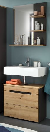 Badm�bel Set 2-teilig Cooper in Artisan Eiche und grau Badkombination 63 x 193 cm, Soft-Close