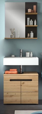 Badm�bel Set 2-teilig Cooper in Artisan Eiche und grau Badkombination 63 x 193 cm, Soft-Close