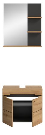 Badm�bel Set 2-teilig Cooper in Artisan Eiche und grau Badkombination 63 x 193 cm, Soft-Close
