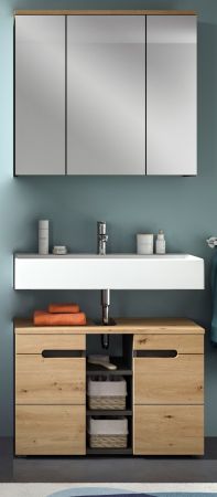 Badm�bel Set 2-teilig Cooper in Artisan Eiche und grau Badkombination 80 x 193 cm, Soft-Close
