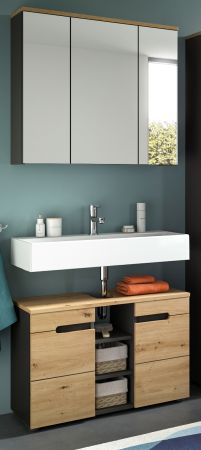 Badm�bel Set 2-teilig Cooper in Artisan Eiche und grau Badkombination 80 x 193 cm, Soft-Close
