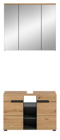 Badm�bel Set 2-teilig Cooper in Artisan Eiche und grau Badkombination 80 x 193 cm, Soft-Close