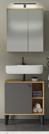 Badm�bel Set 2-teilig Torsby in grau und Evoke Eiche Badkombination 60 cm