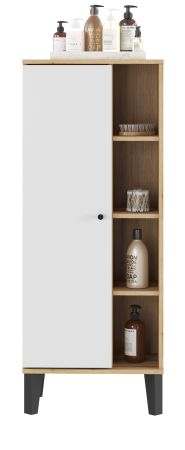 Badezimmer Midischrank Torsby in wei� und Evoke Eiche Badm�bel Kommode 51 x 128 cm