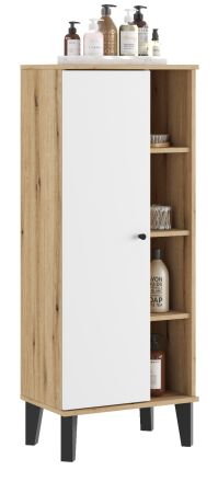 Badezimmer Midischrank Torsby in wei� und Evoke Eiche Badm�bel Kommode 51 x 128 cm