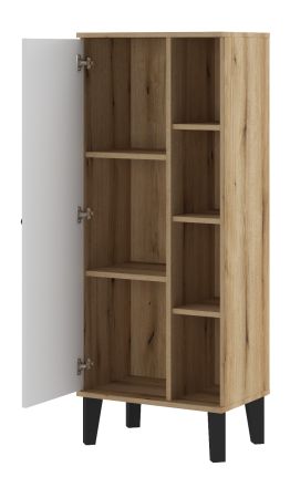 Badezimmer Midischrank Torsby in wei� und Evoke Eiche Badm�bel Kommode 51 x 128 cm