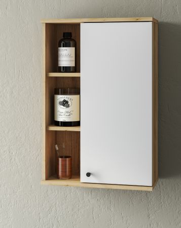 Badezimmer H�ngeschrank Torsby in wei� und Evoke Eiche Badschrank h�ngend 51 x 75 cm