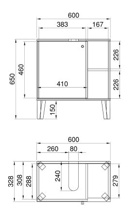 Waschbeckenunterschrank Torsby in wei� und Evoke Eiche Badezimmer Unterschrank 60 cm
