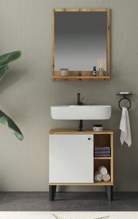 Badezimmer Spiegel Torsby in Evoke Eiche Badspiegel mit Ablage 60 x 75 cm