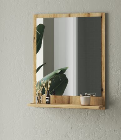 Badezimmer Spiegel Torsby in Evoke Eiche Badspiegel mit Ablage 60 x 75 cm