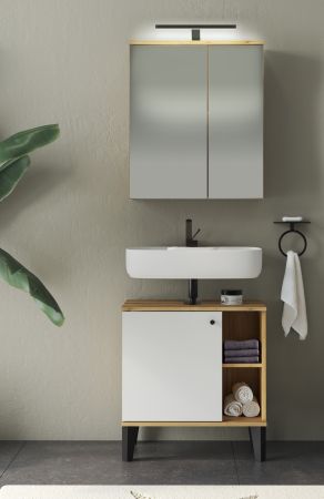Badezimmer Spiegelschrank Torsby in Evoke Eiche Badschrank 2-t�rig 60 x 70 cm