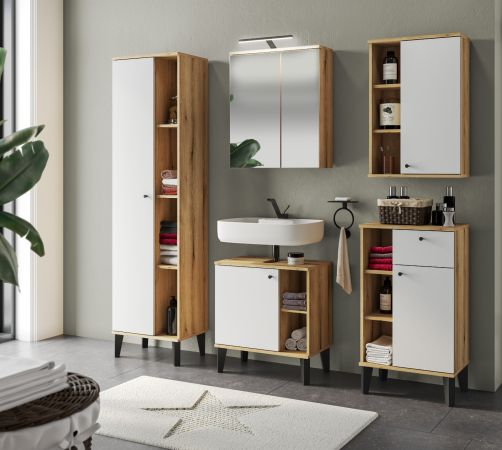 Badezimmer Spiegelschrank Torsby in Evoke Eiche Badschrank 2-t�rig 60 x 70 cm