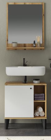 Badm�bel Set 2-teilig Torsby in wei� und Evoke Eiche Badkombination 60 cm