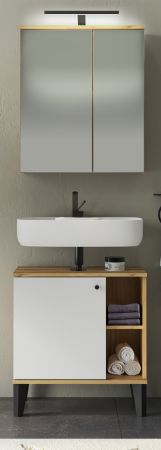 Badm�bel Set 2-teilig Torsby in wei� und Evoke Eiche Badkombination 60 cm