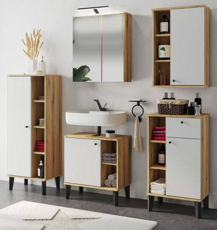 Badm�bel Set 5-teilig Torsby in wei� und Evoke Eiche Badkombination 182 x 190 cm
