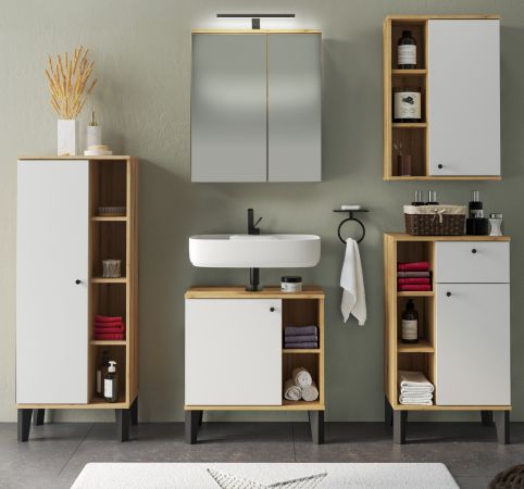 Badm�bel Set 5-teilig Torsby in wei� und Evoke Eiche Badkombination 182 x 190 cm
