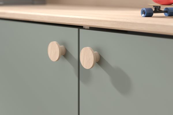 Parisot Hochbett Matre in Jackson Eiche und gr�n Kinder- und Jugendzimmer Bett mit Stauraum