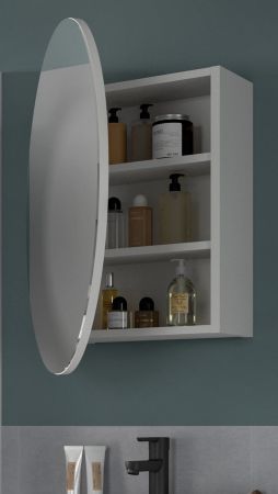 Badezimmer Spiegelschrank Relief in wei� Badschrank rund, Soft-Close