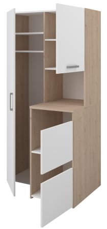 Waschmaschinenschrank Laundry in wei� und Jackson Eiche Set 4-teilig 268 x 184 cm