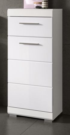 Badezimmer Kommode Shawn in wei� Hochglanz Badschrank 37 x 88 cm