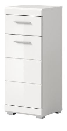 Badezimmer Kommode Shawn in wei� Hochglanz Badschrank 37 x 88 cm