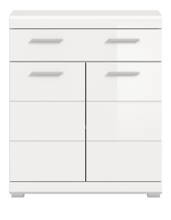 Badezimmer Kommode Shawn in wei� Hochglanz Badschrank 74 x 88 cm