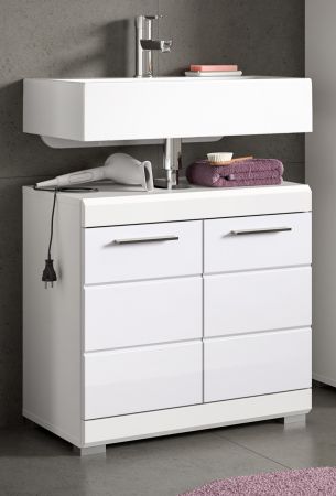 Waschbeckenunterschrank Shawn in wei� Hochglanz Badezimmer Unterschrank 60 cm
