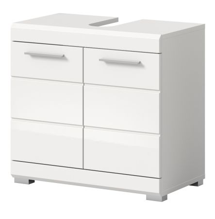 Waschbeckenunterschrank Shawn in wei� Hochglanz Badezimmer Unterschrank 60 cm