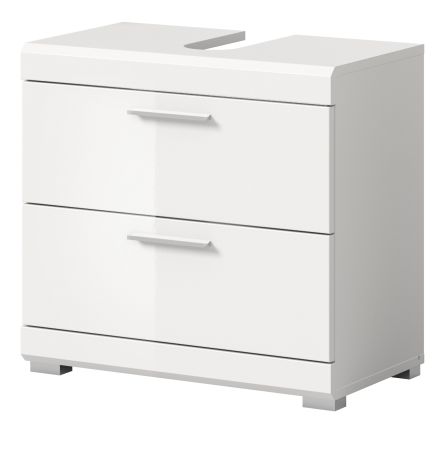 Waschbeckenunterschrank Shawn in wei� Hochglanz Badezimmer Unterschrank mit Schubladen 60 cm