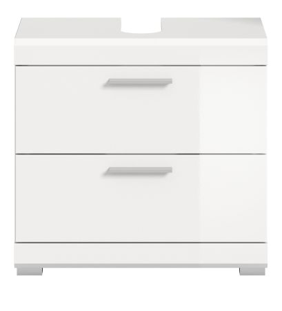 Waschbeckenunterschrank Shawn in wei� Hochglanz Badezimmer Unterschrank mit Schubladen 60 cm