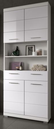 Badezimmer Hochschrank Shawn in wei� Hochglanz Badschrank 74 x 191 cm